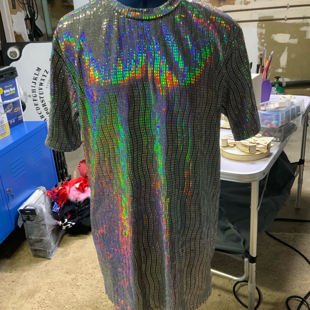 Fashion Nova Silver Sequin Mini Dress